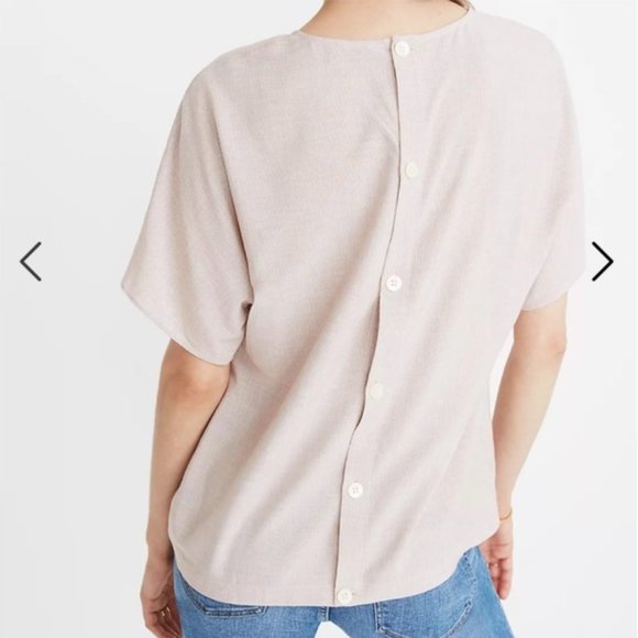 Madewell Short-Sleeve Tie-Front Shirt With Button Back Blouse in Red Rust - Picture 2 of 5